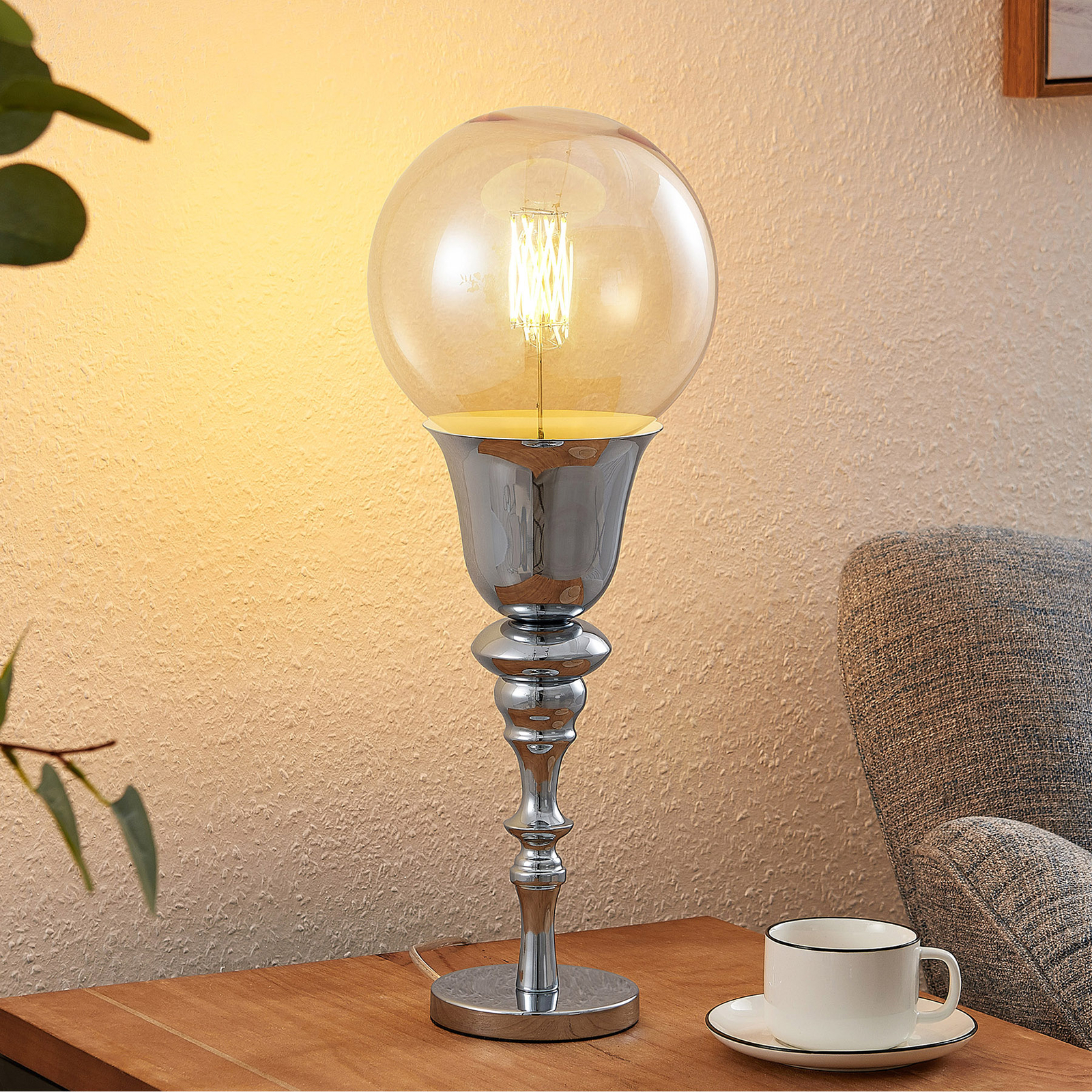 Lucande Gesja -pöytälamppu, Kromia - Image 9