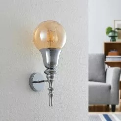 Lucande Gesja -seinälamppu, 1 Lamppu, Kromia