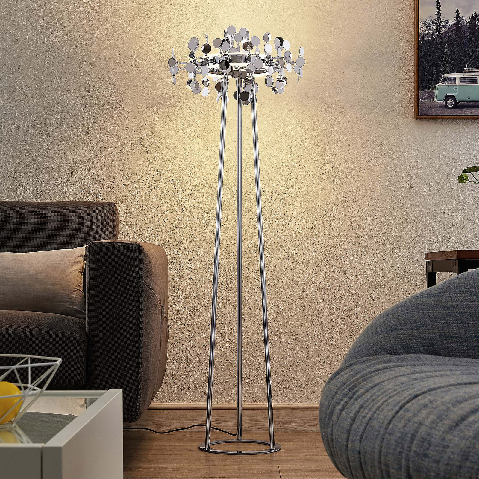 Lucande Glimmo -LED-lattiavalaisin, Kromi - Image 9