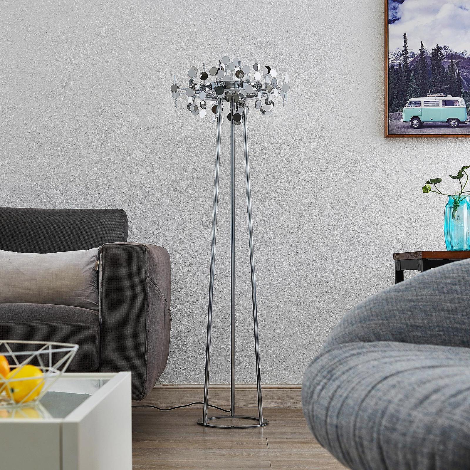 Lucande Glimmo -LED-lattiavalaisin, Kromi