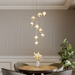 Lucande Hayley -LED-riippuvalo, 9-lamp., Kulta