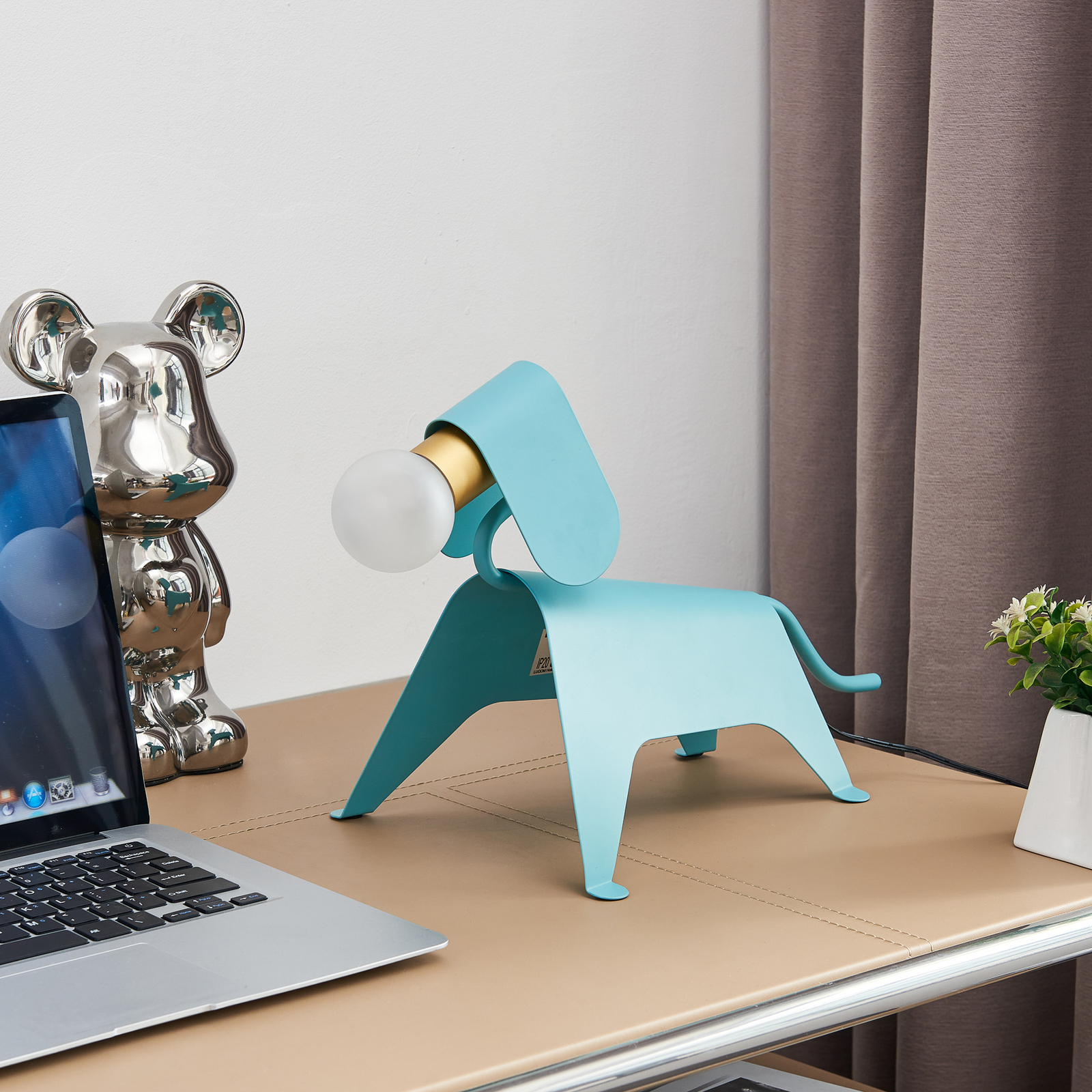 Lucande Idalina-LED-pöytävalo Koira Vaaleansininen - Image 8