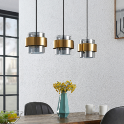 Lucande Ikibara -riippuvalo, 3-lamppuinen, Pitkä