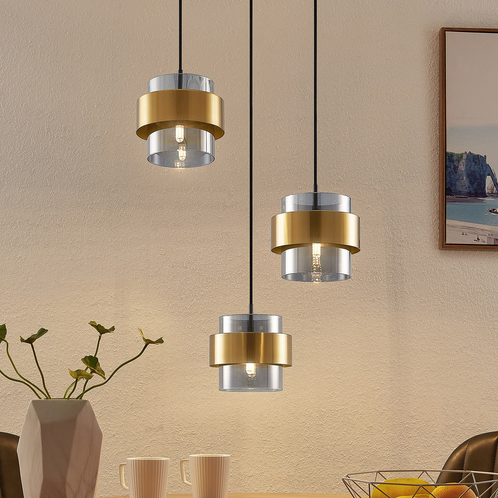 Lucande Ikibara -riippuvalo, 3-lamppuinen, Pyöreä - Image 9