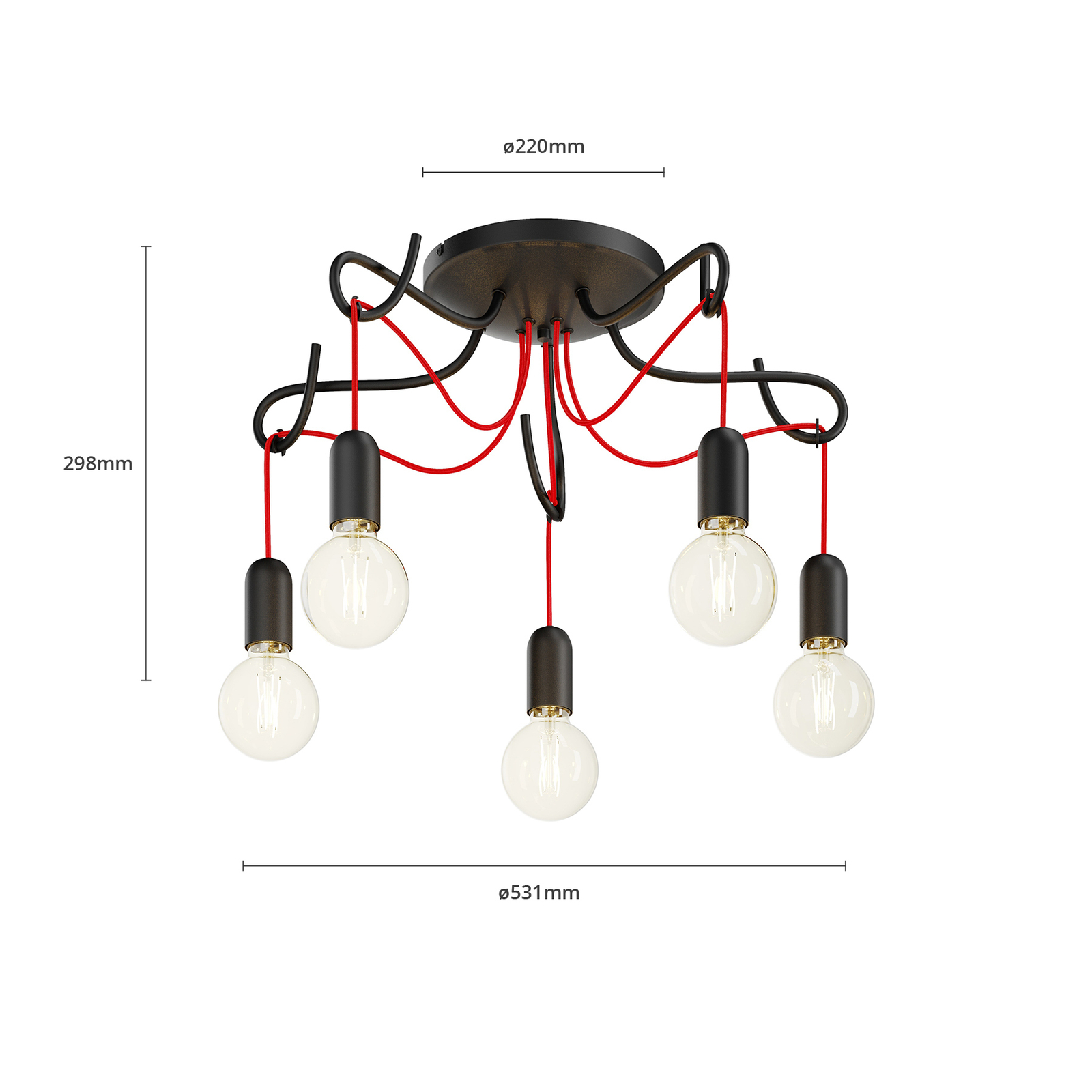 Lucande Jorna -kattovalaisin, 5-lamppuinen - Image 6