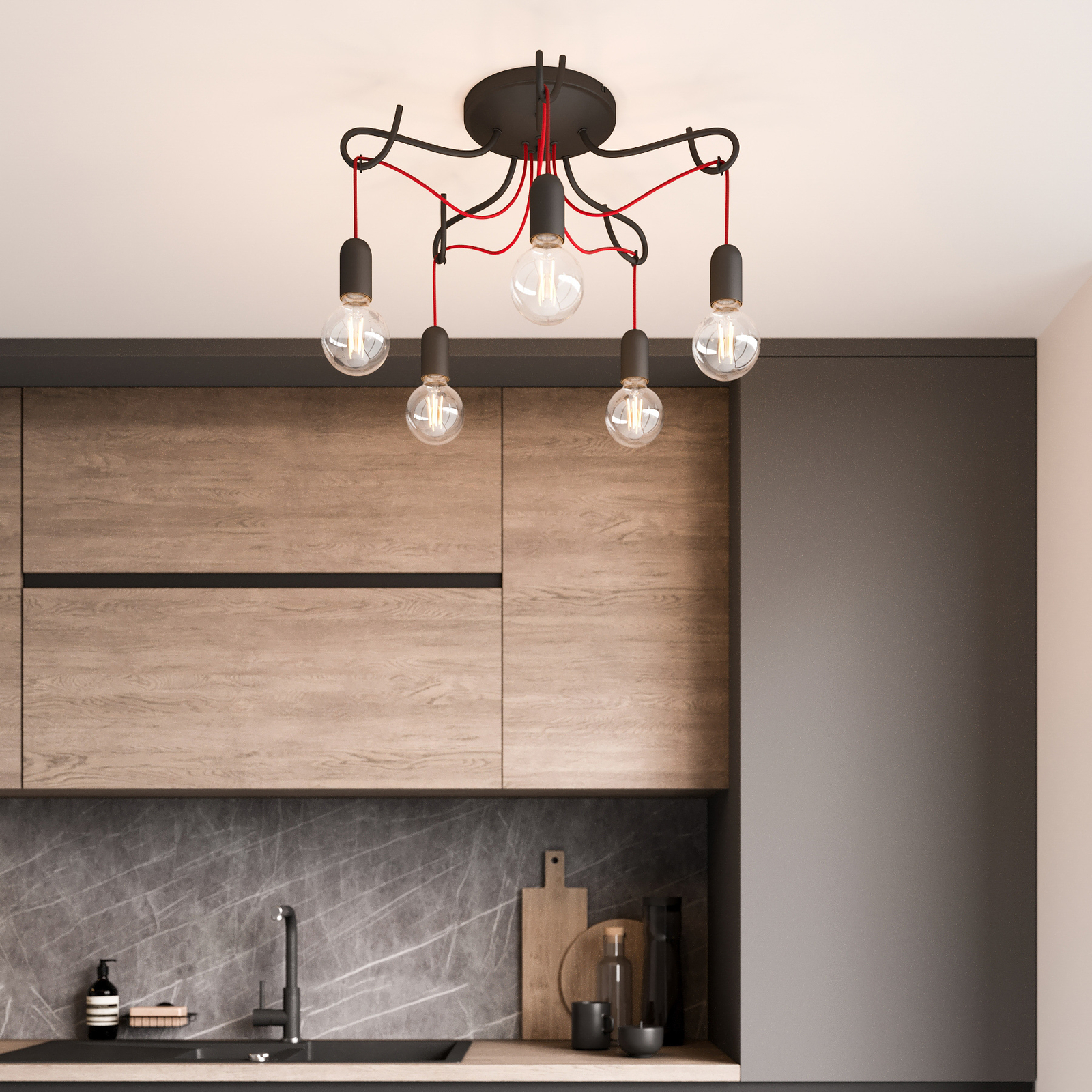 Lucande Jorna -kattovalaisin, 5-lamppuinen