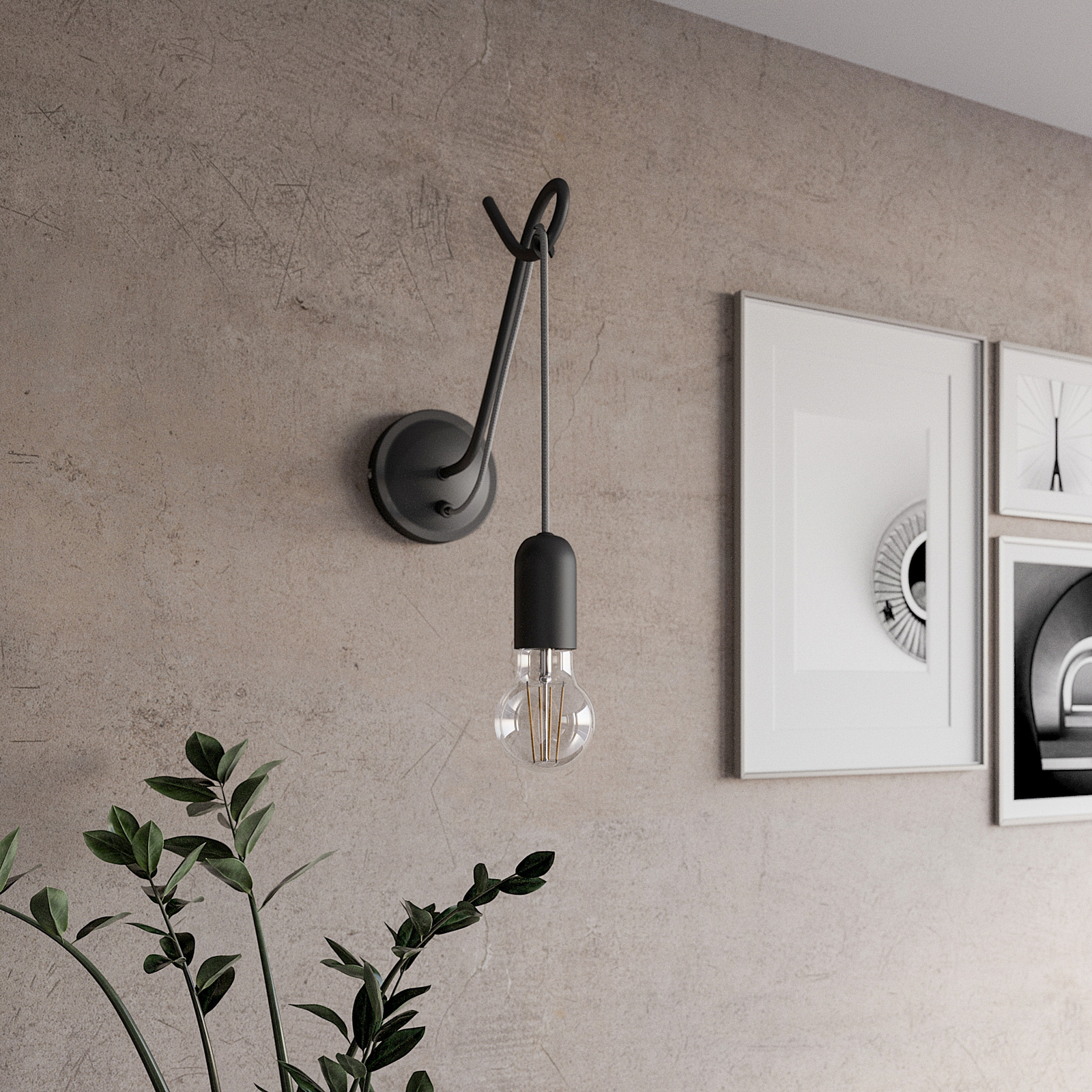 Lucande Jorna-seinävalaisin, Musta, Harmaa Johto - Image 2