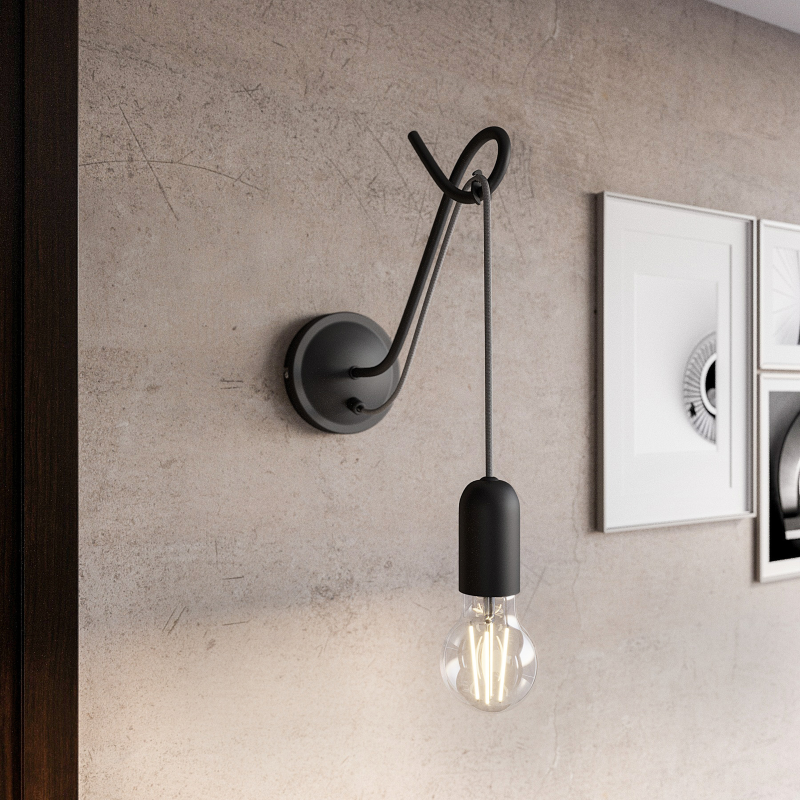 Lucande Jorna-seinävalaisin, Musta, Harmaa Johto - Image 9