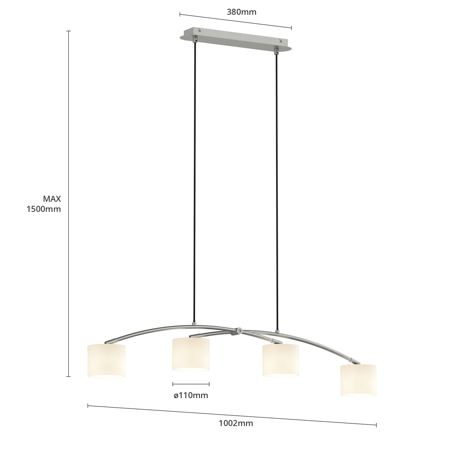 Lucande Juljana -riippuvalo, 4-lamp., Lasi - Image 6