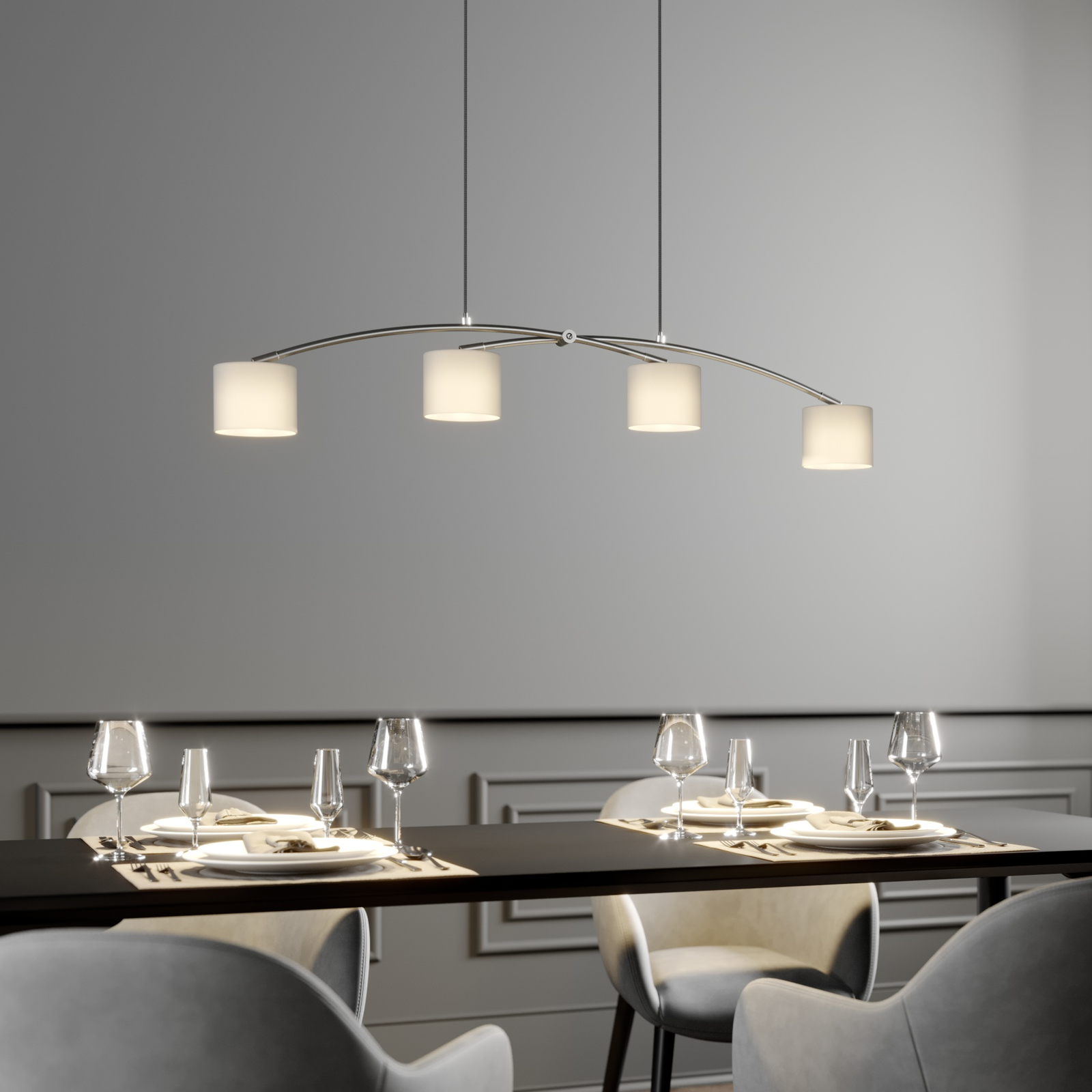 Lucande Juljana -riippuvalo, 4-lamp., Lasi