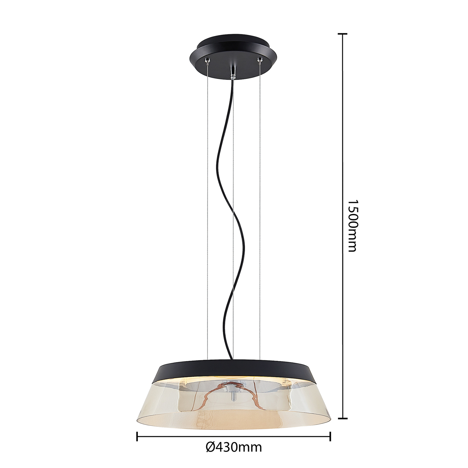 Lucande Jusanna -LED-riippuvalaisin, Konjakki - Image 4