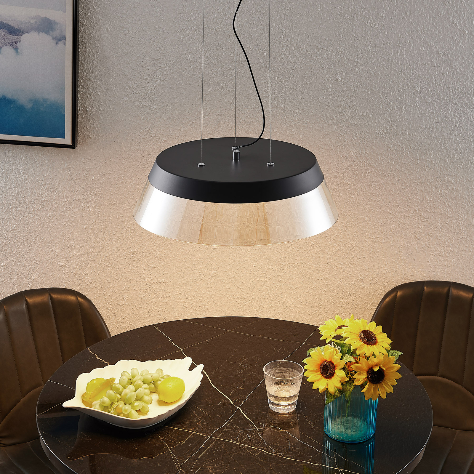 Lucande Jusanna -LED-riippuvalaisin, Konjakki