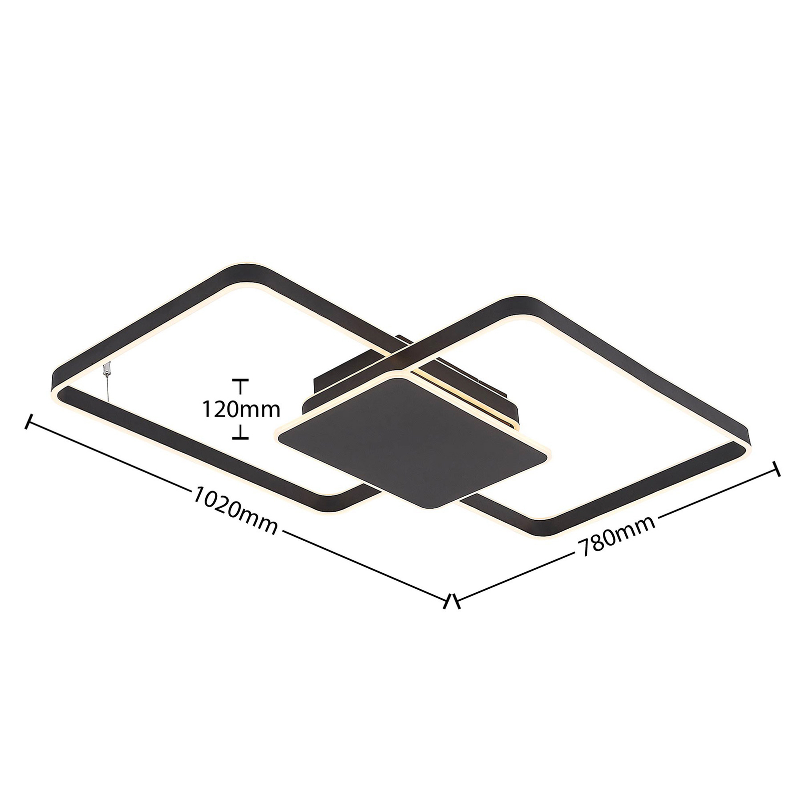 Lucande Kadira -LED-kattovalaisin 102 Cm, Musta - Image 4