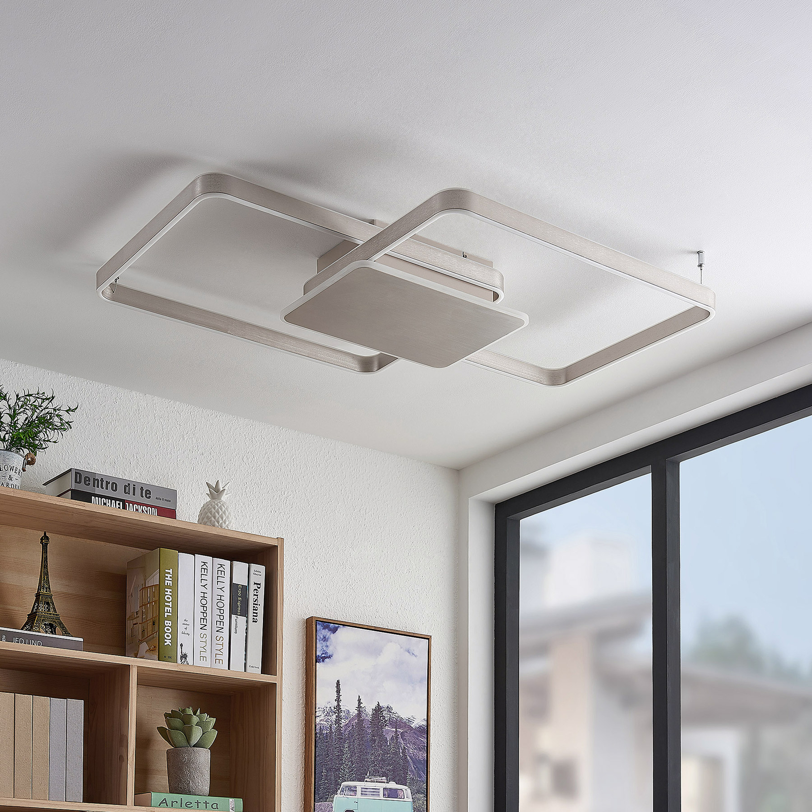 Lucande Kadira -LED-kattovalaisin 102 Cm, Nikkeli - Image 2