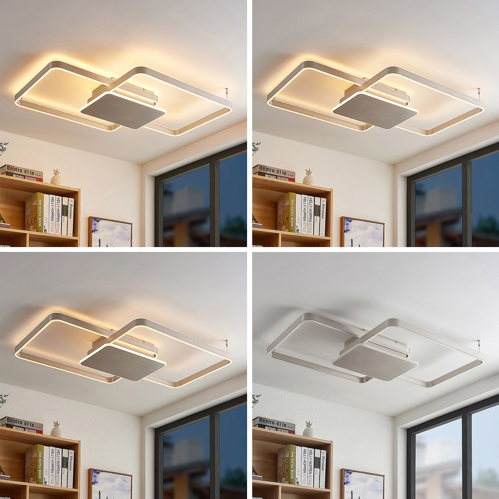 Lucande Kadira -LED-kattovalaisin 102 Cm, Nikkeli