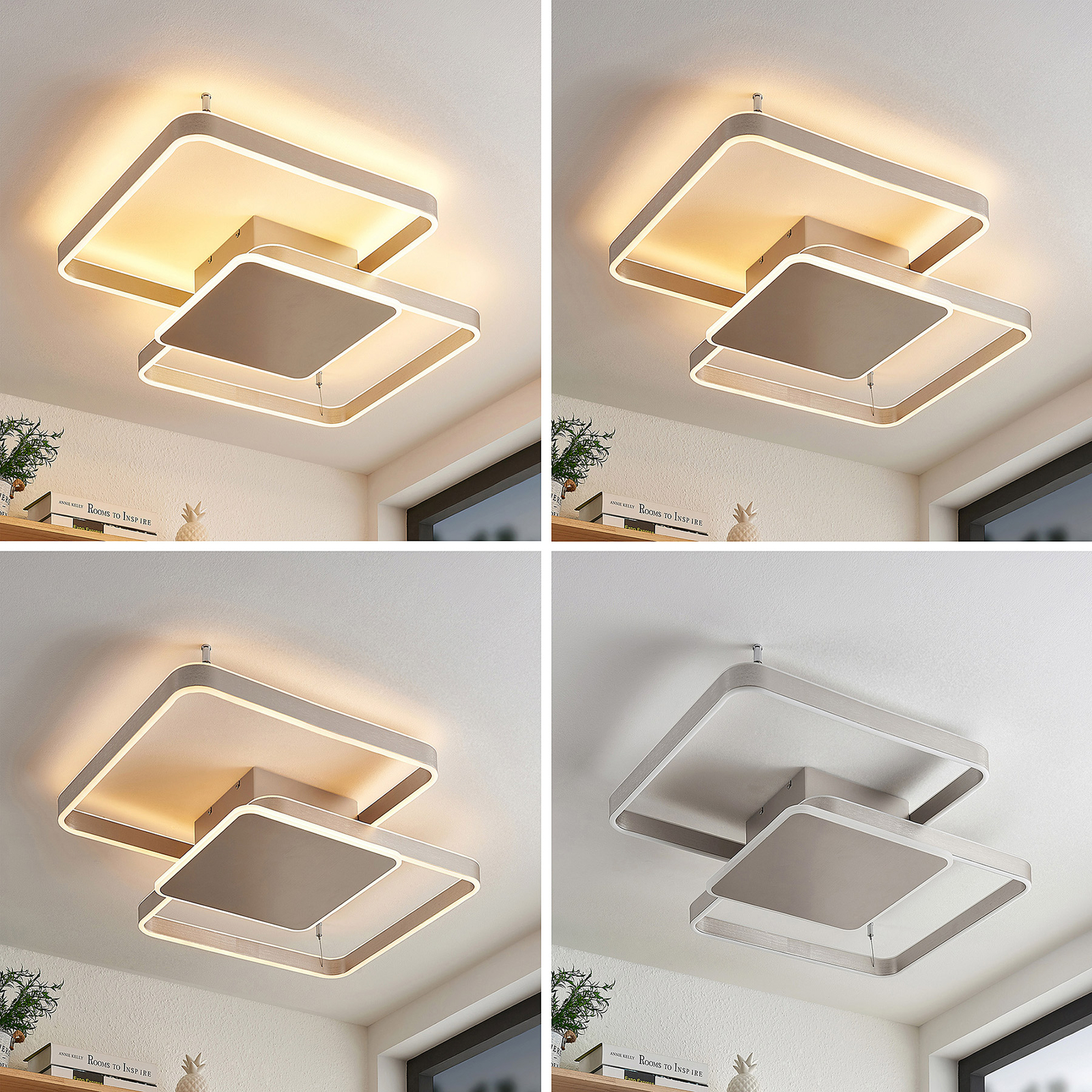 Lucande Kadira -LED-kattovalaisin 70 Cm, Nikkeli