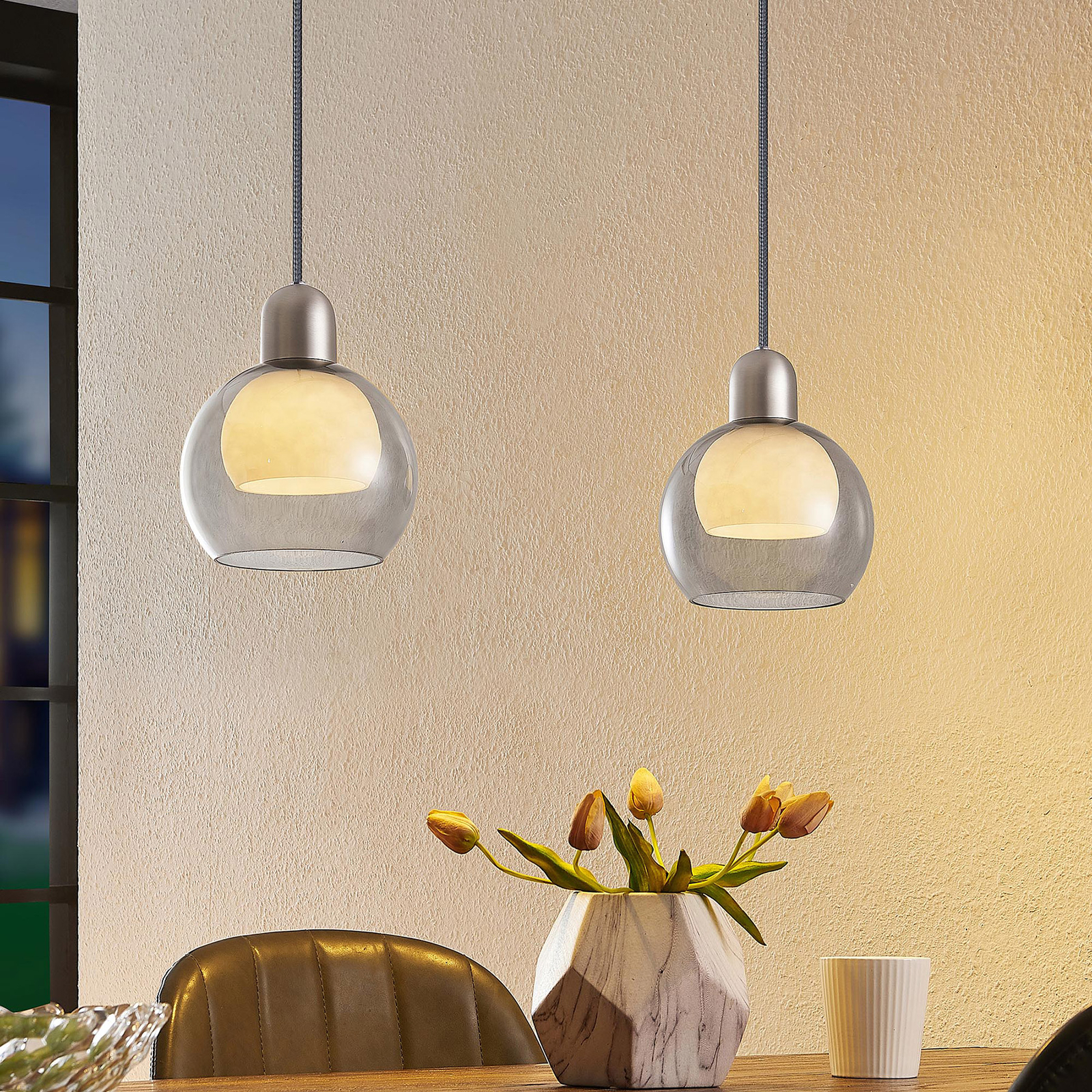 Lucande Kaiya -riippuvalo Lasia, 2-lamppuinen - Image 9