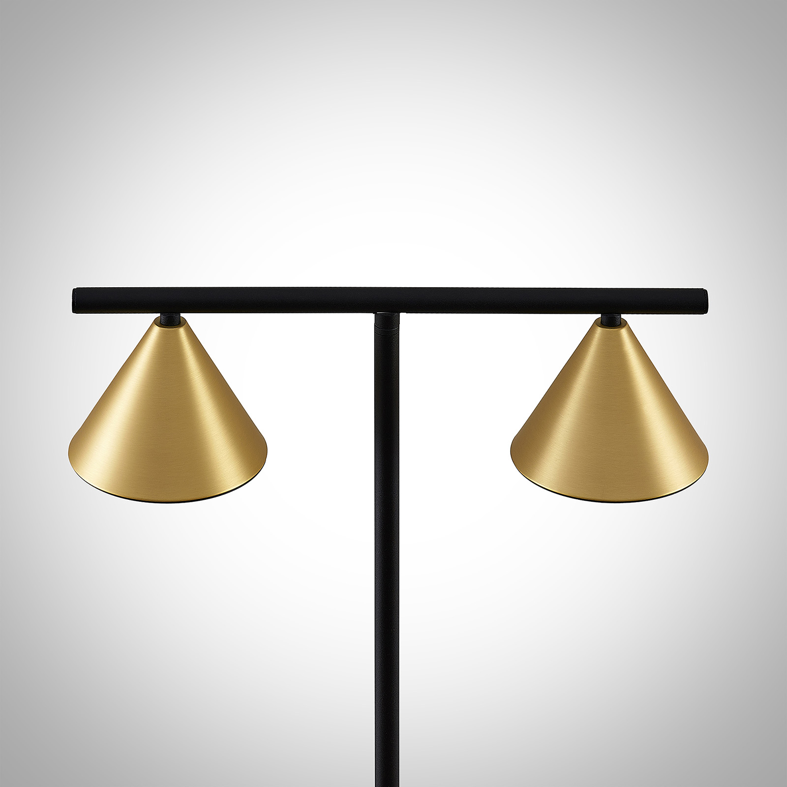 Lucande Kartio -lattiavalo, 2-lamppuinen, Messinki - Image 4