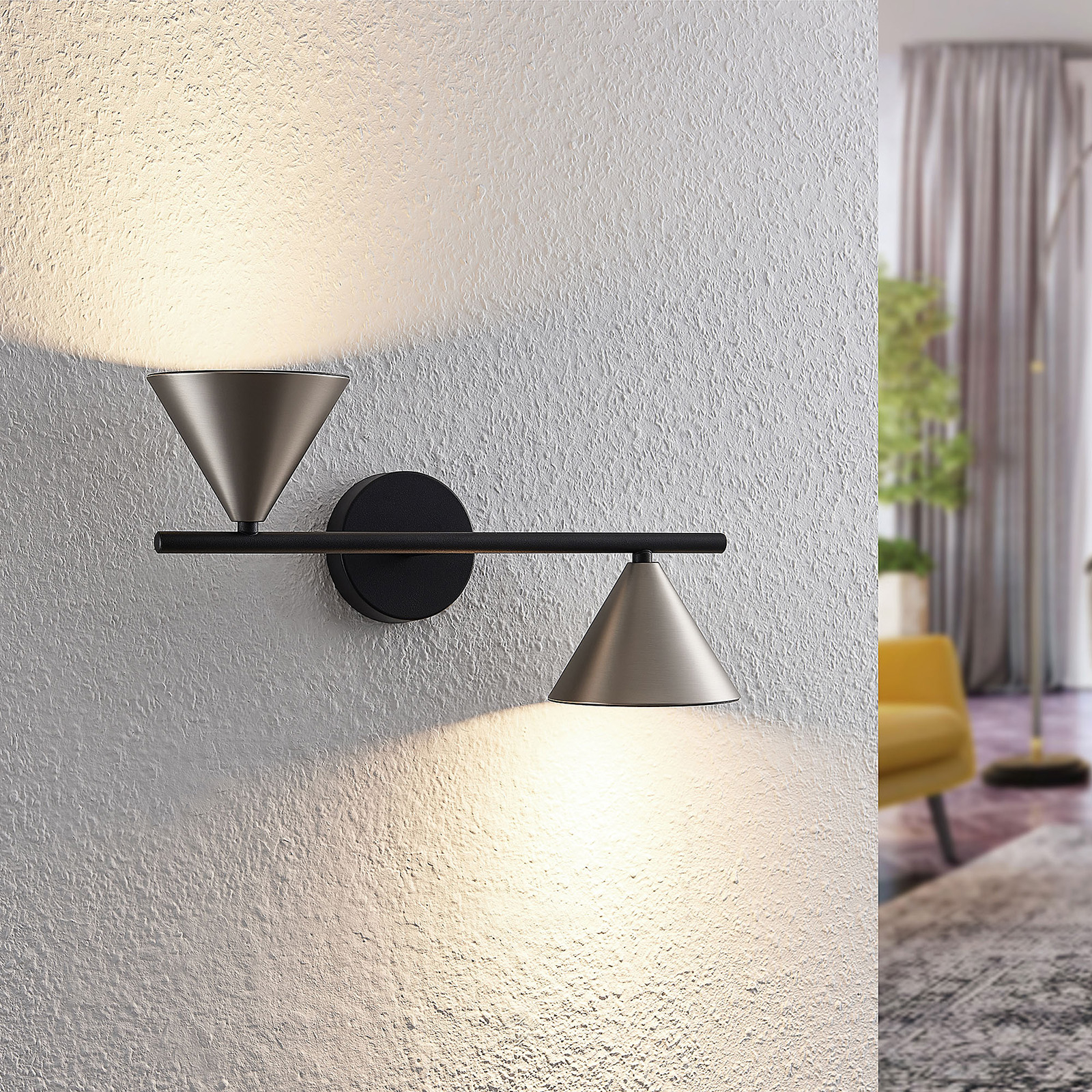 Lucande Kartio -seinälamppu, 2-lamppuinen, Up Down