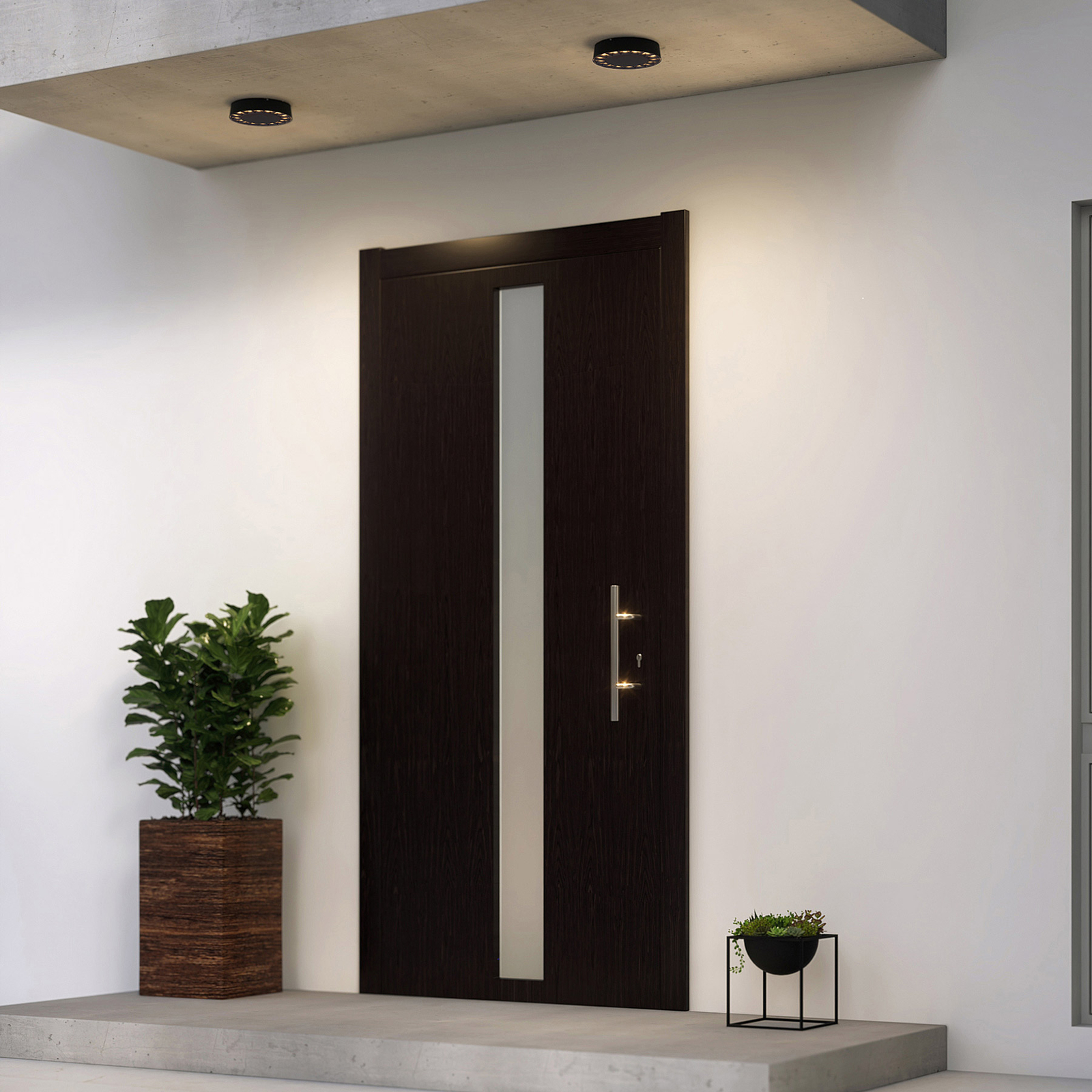 Lucande Kelissa -LED-kylpyhuonevalo, Pyöreä, Musta