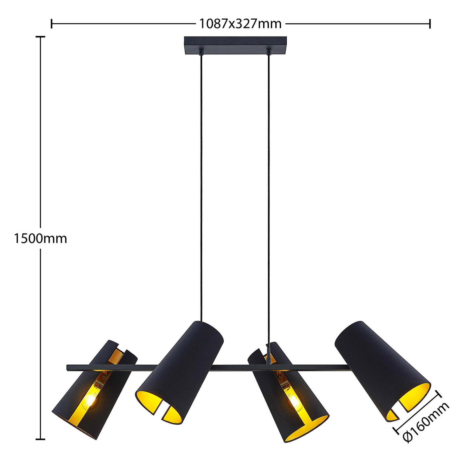 Lucande Kemoni -riippuvalaisin, 4-lamppuinen - Image 4