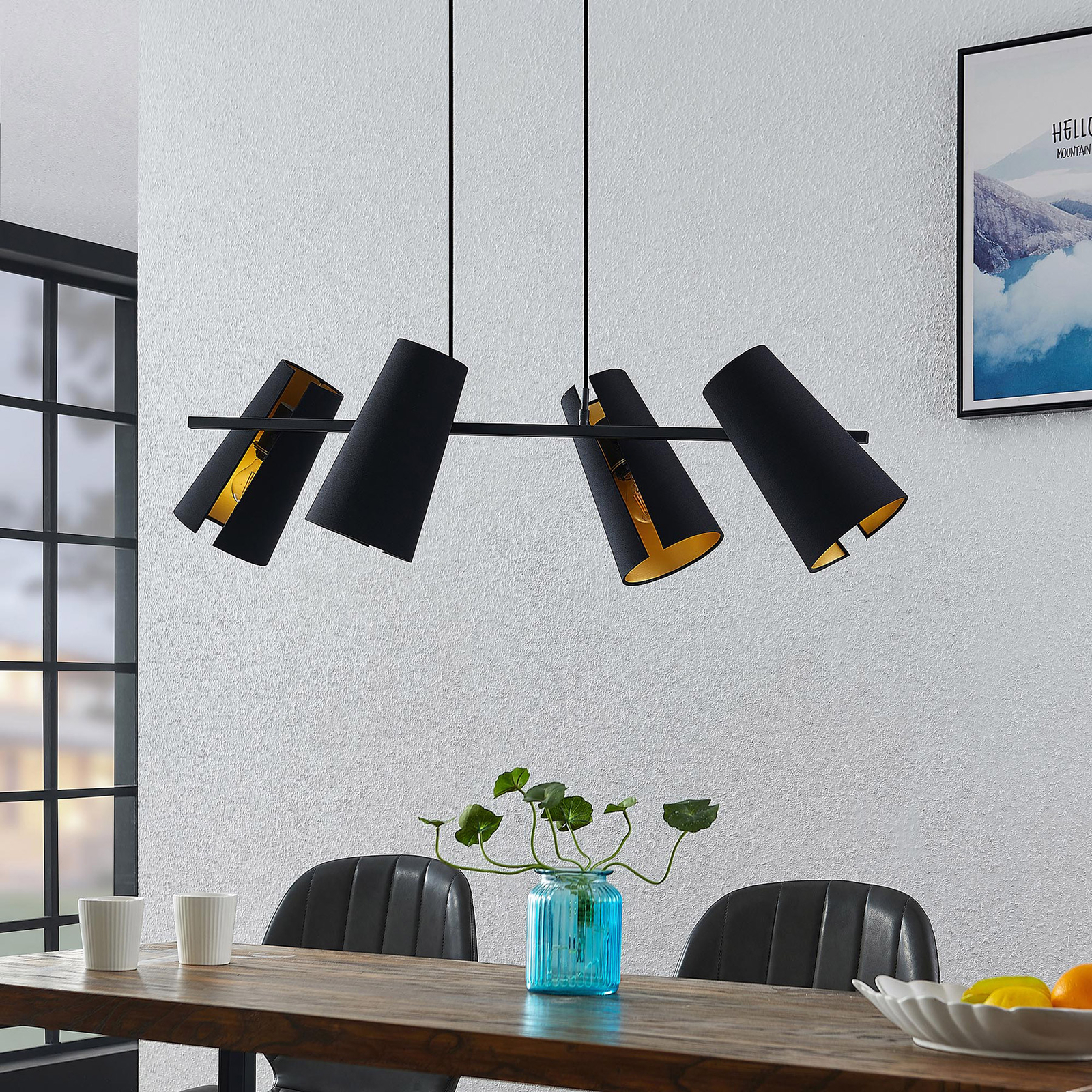 Lucande Kemoni -riippuvalaisin, 4-lamppuinen