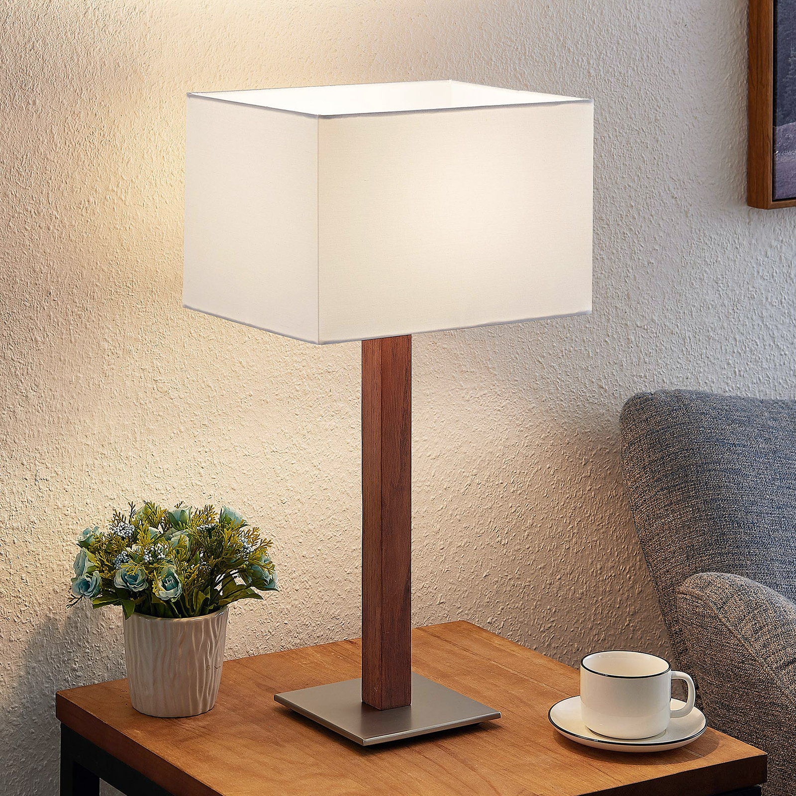 Lucande Larkira -pöytälamppu, Kulmikas, Valkoinen - Image 9