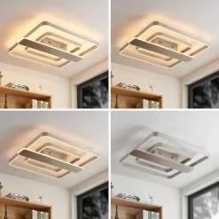 Lucande Linetti-LED-kattovalo Kulmik. Nikkeli 70cm