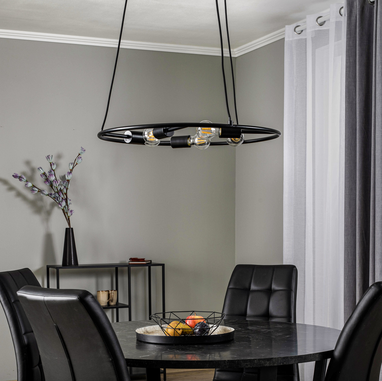 Lucande Linnard -riippuvalo, Rautaa, 5-lamppuinen - Image 2