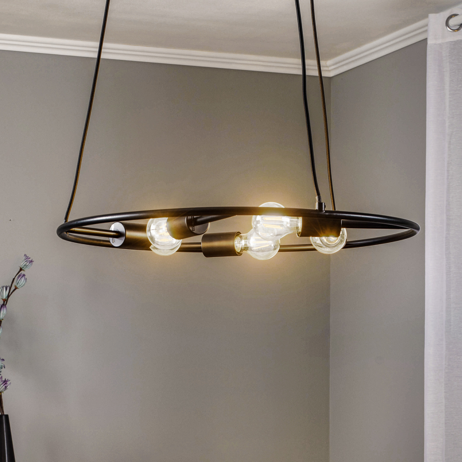 Lucande Linnard -riippuvalo, Rautaa, 5-lamppuinen - Image 9