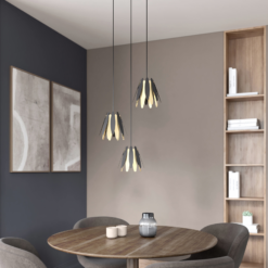 Lucande Lounit -riippuvalo, Musta-kulta, 3-lamp.