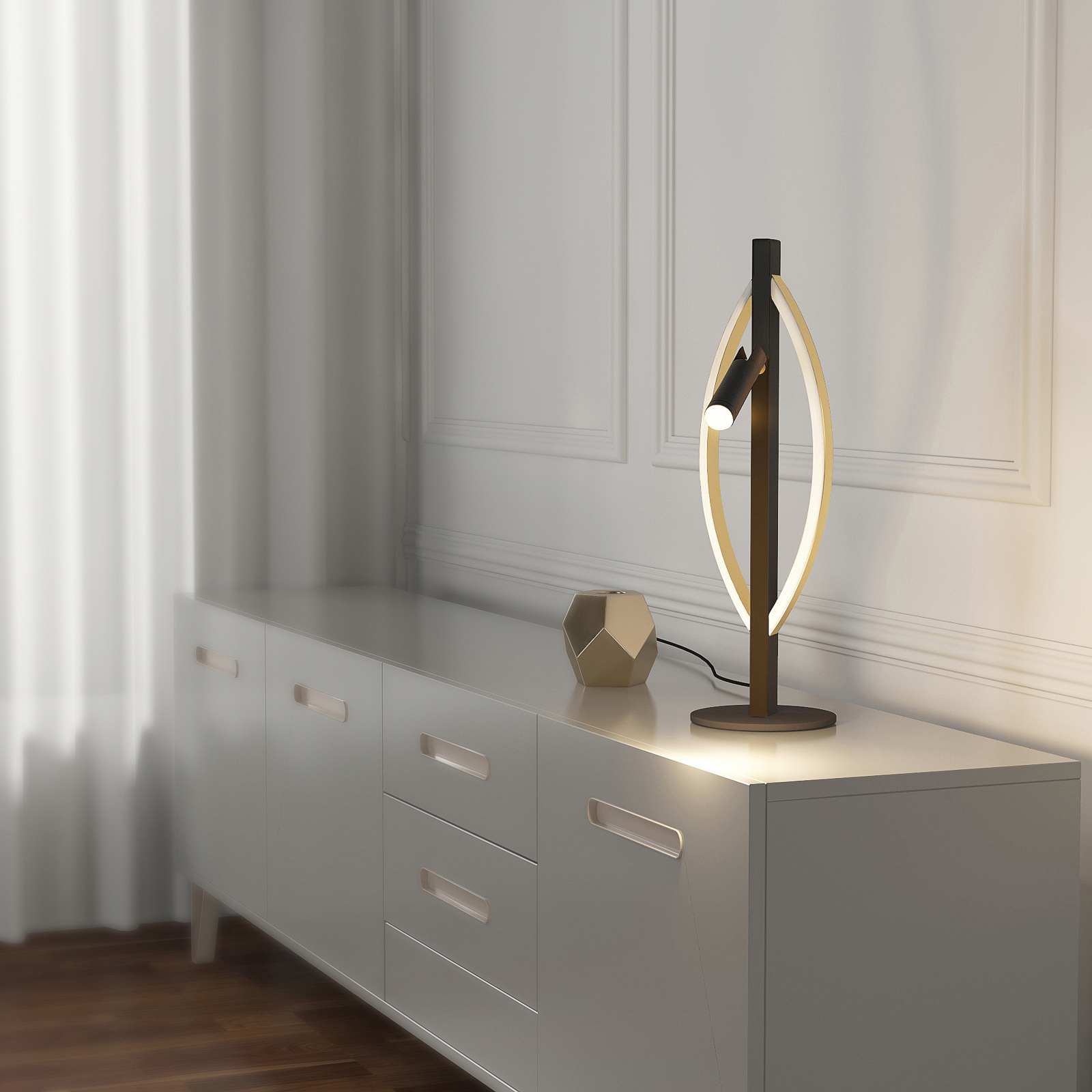 Lucande Matwei -LED-pöytälamppu, Ovaali, Messinki - Image 2