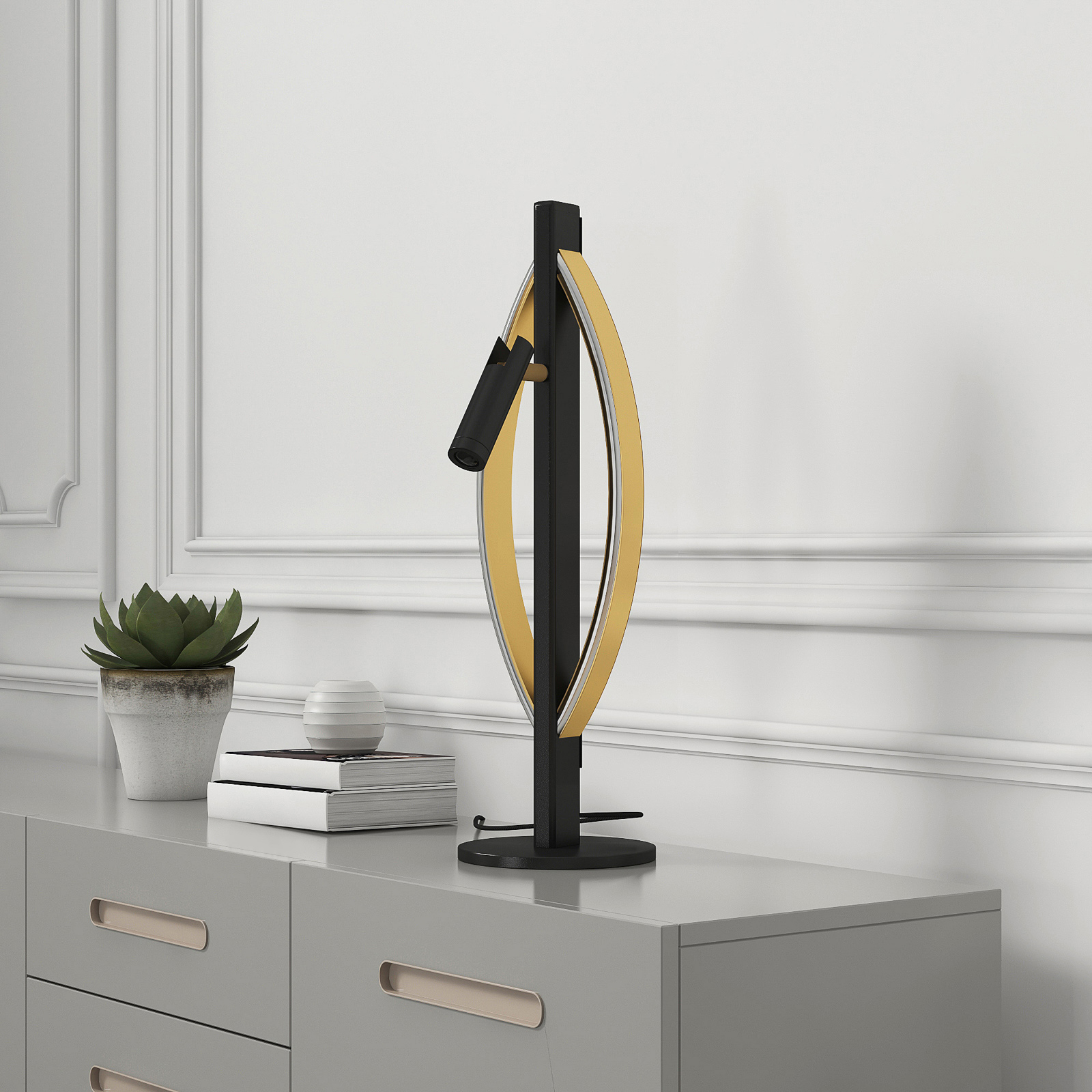 Lucande Matwei -LED-pöytälamppu, Ovaali, Messinki - Image 3