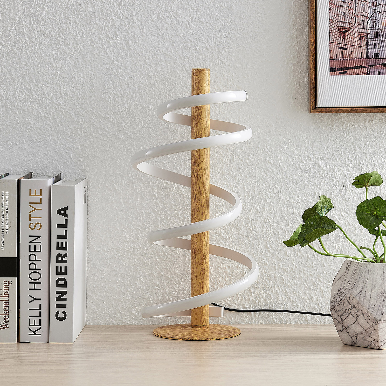 Lucande Milora -LED-pöytävalaisin, Tammi