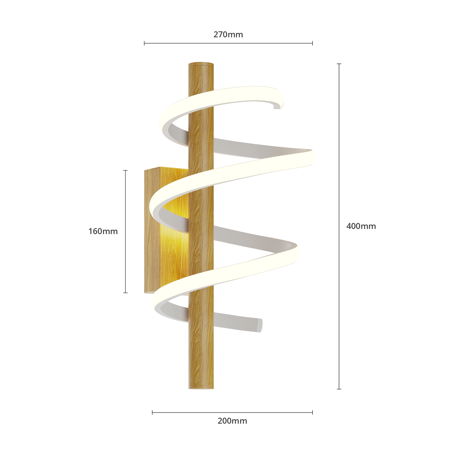 Lucande Milora -LED-seinävalaisin, 40 Cm, Tammi - Image 6