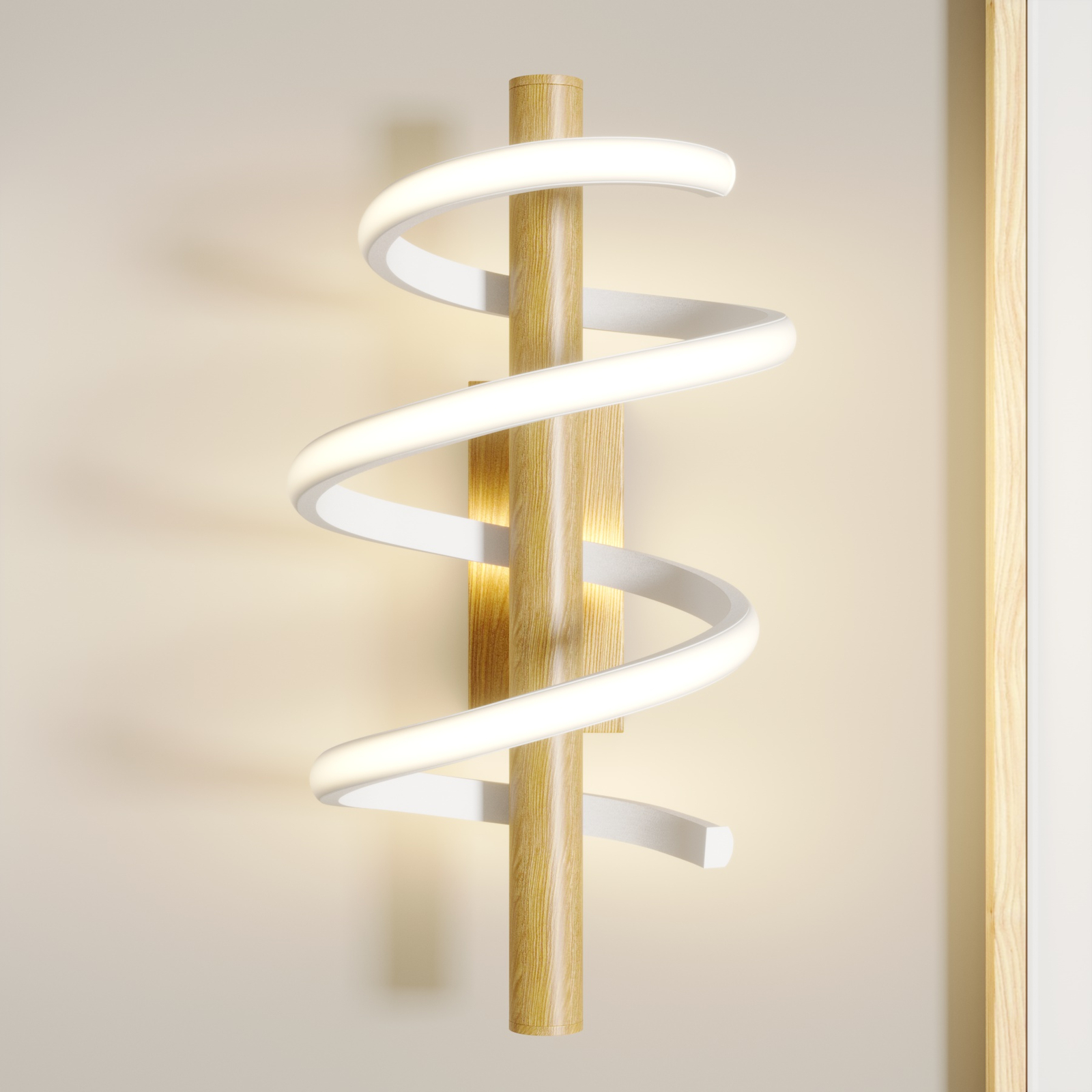 Lucande Milora -LED-seinävalaisin, 40 Cm, Tammi - Image 8