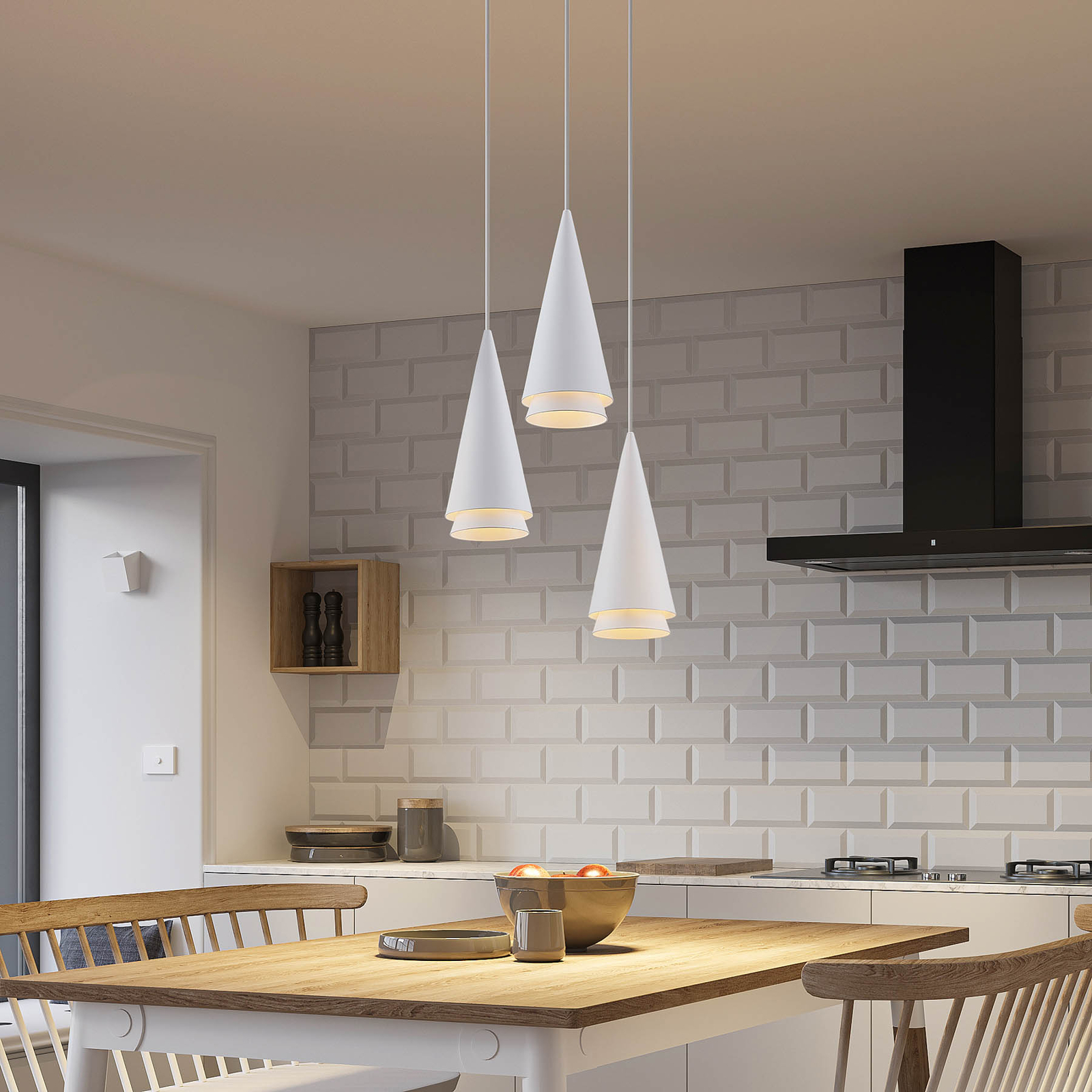 Lucande Naoh -riippuvalaisin, 3-lamppuinen