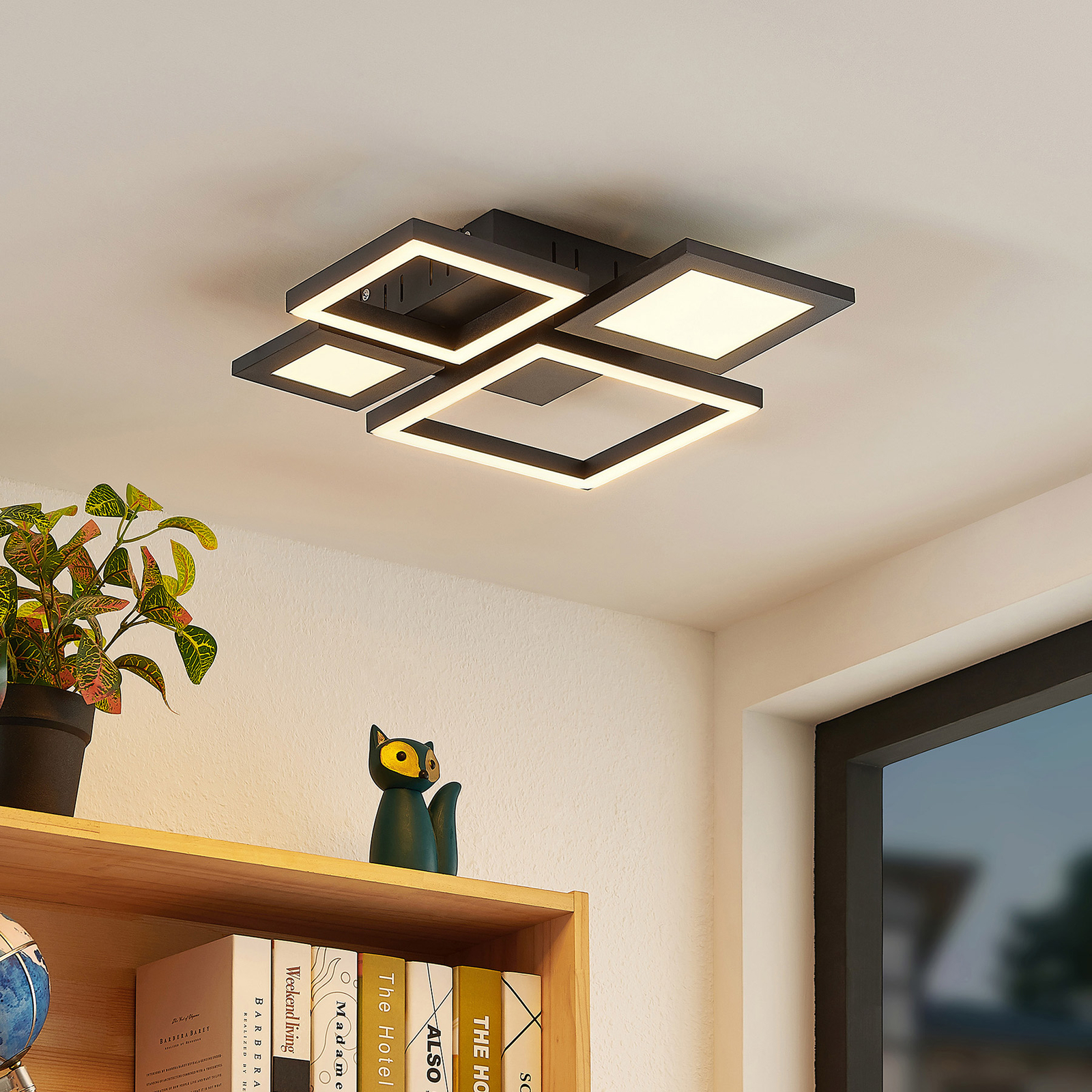 Lucande Narumi -lED-kattovalo CCT, 38 Cm, Musta