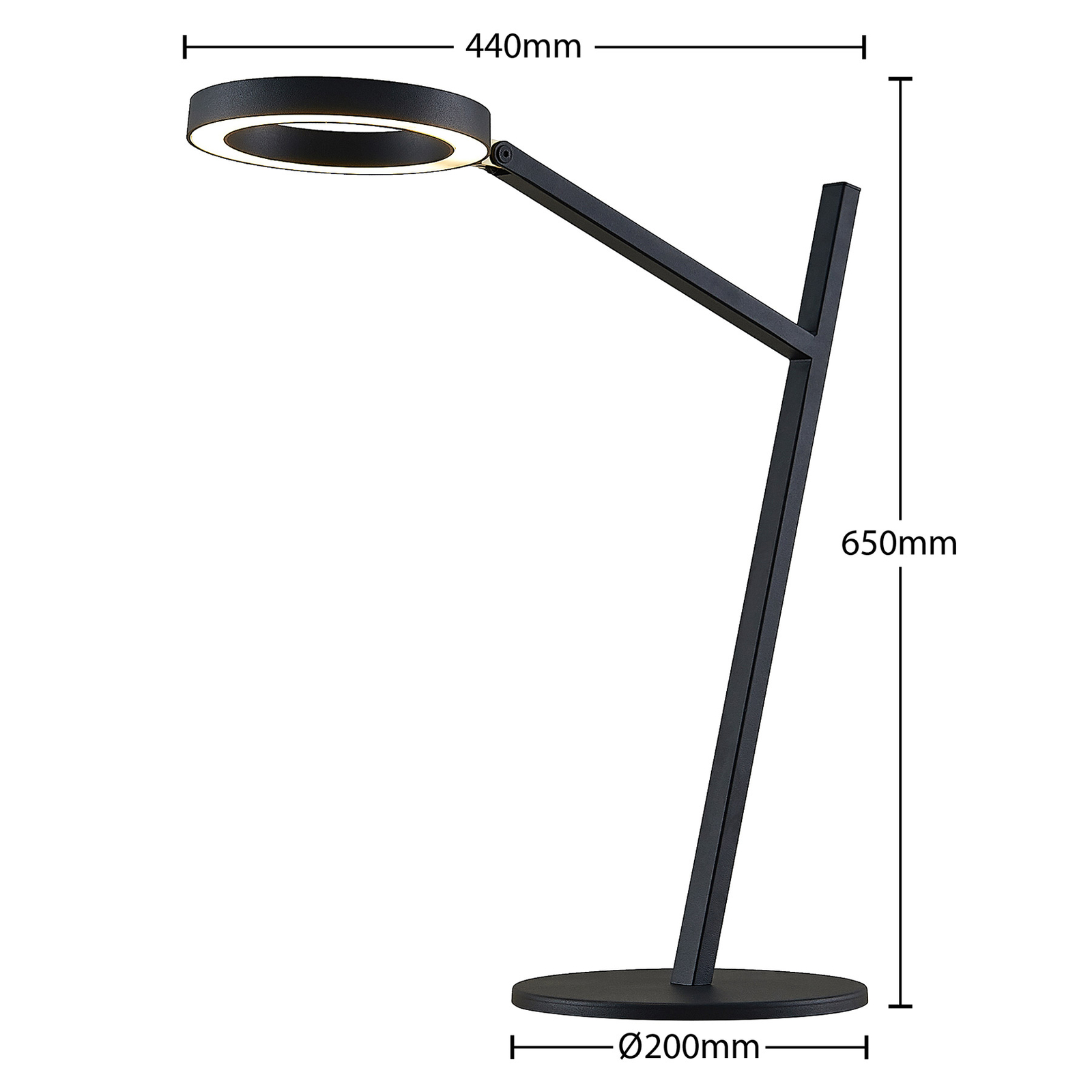 Lucande Nimbe -LED-pöytävalaisin, Musta, Himmennin - Image 4