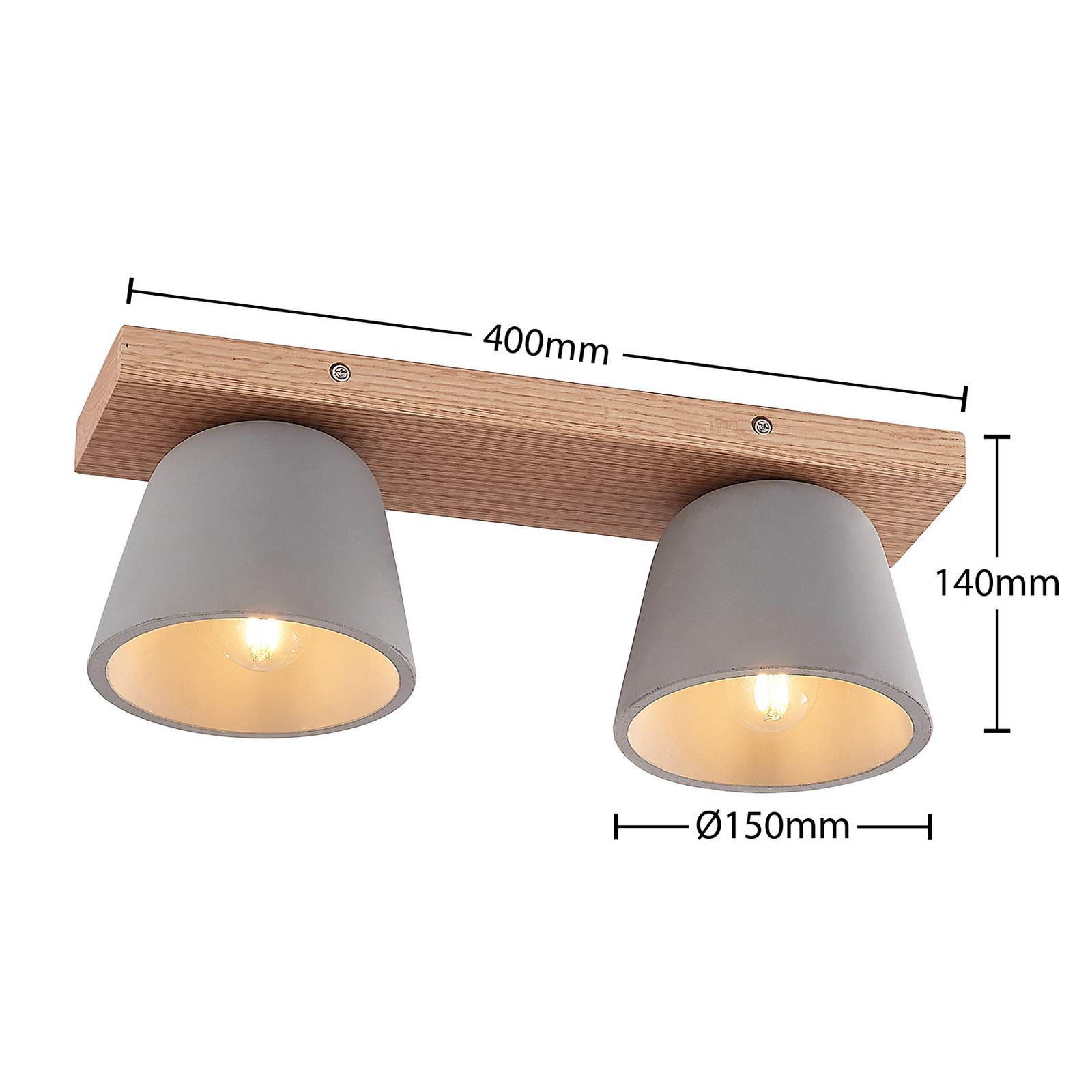 Lucande Otavis-kattovalaisin Betonia, 2-lamppuinen - Image 3