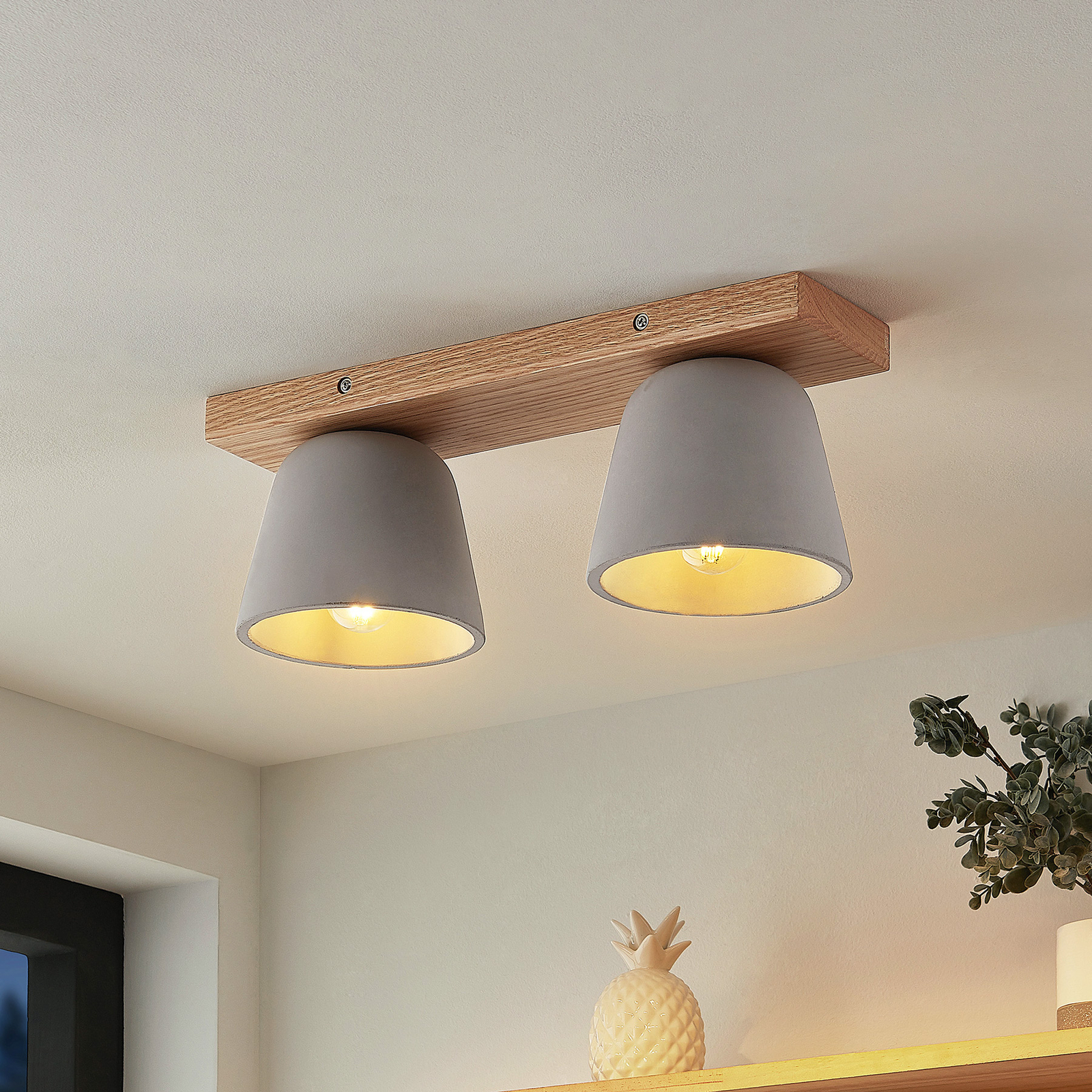 Lucande Otavis-kattovalaisin Betonia, 2-lamppuinen - Image 9