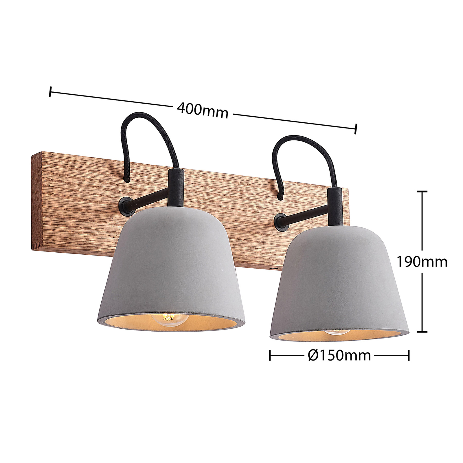 Lucande Otavis-seinävalaisin Betonia, 2-lamppuinen - Image 3