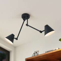 Lucande Phina -kattovalaisin, Musta, 2-lamppuinen