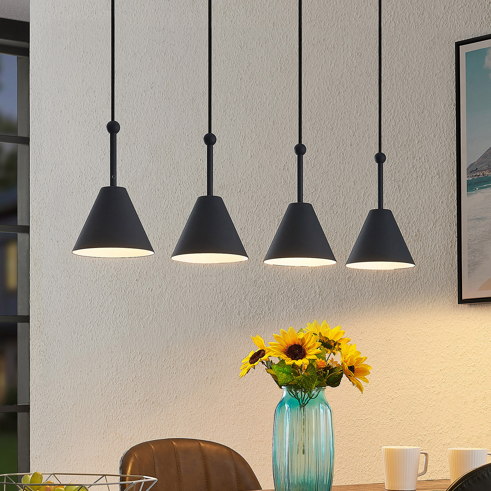 Lucande Phina -riippuvalaisin, Musta, 4-lamppuinen - Image 9