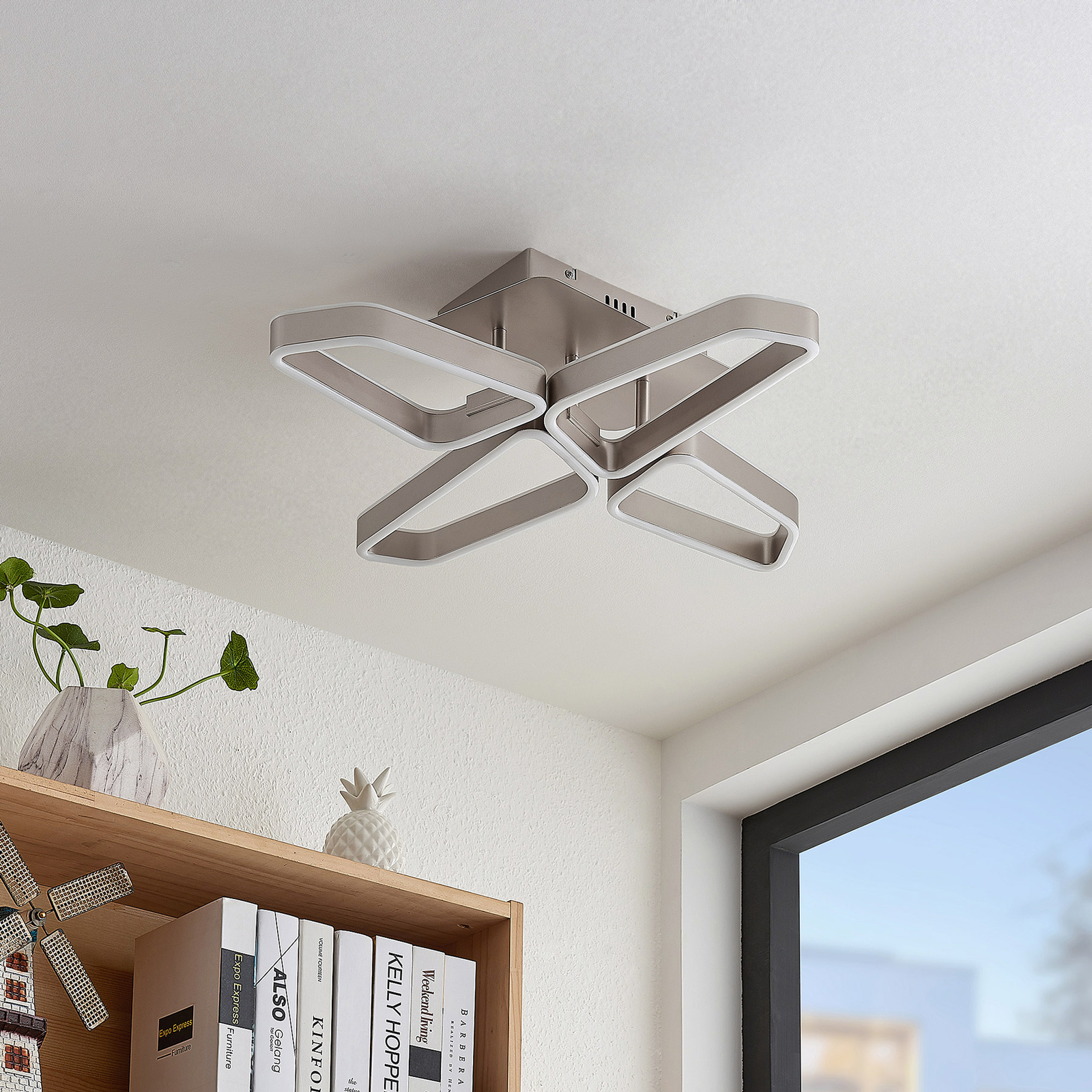 Lucande Quinn -LED-kattovalaisin Nikkeli 4-lamp. - Image 2