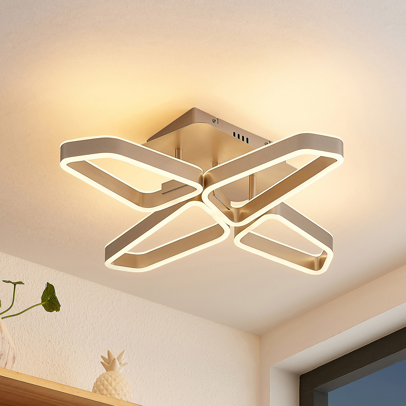 Lucande Quinn -LED-kattovalaisin Nikkeli 4-lamp. - Image 9