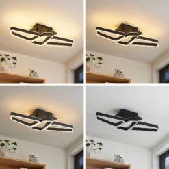 Lucande Quinn -LED-kattovalo, 3-lamppuinen, Musta