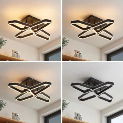 Lucande Quinn -LED-kattovalo 4-lamppuinen, Musta