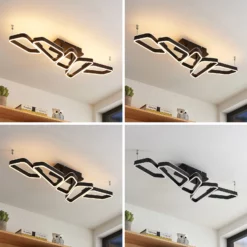 Lucande Quinn -LED-kattovalo 5-lamppuinen, Musta