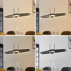 Lucande Quinn -LED-riippuvalaisin Musta 3-lamp.